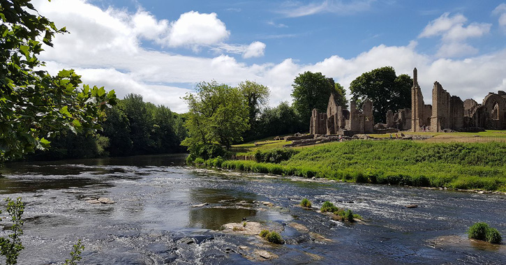 Finchale Priory overlooking river wear in County Durham